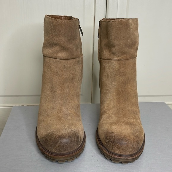 Sam Edelman Franklin Ankle Boot 4" Chunky Heel Rugged Brown Leather Women's 8M - Picture 1 of 11